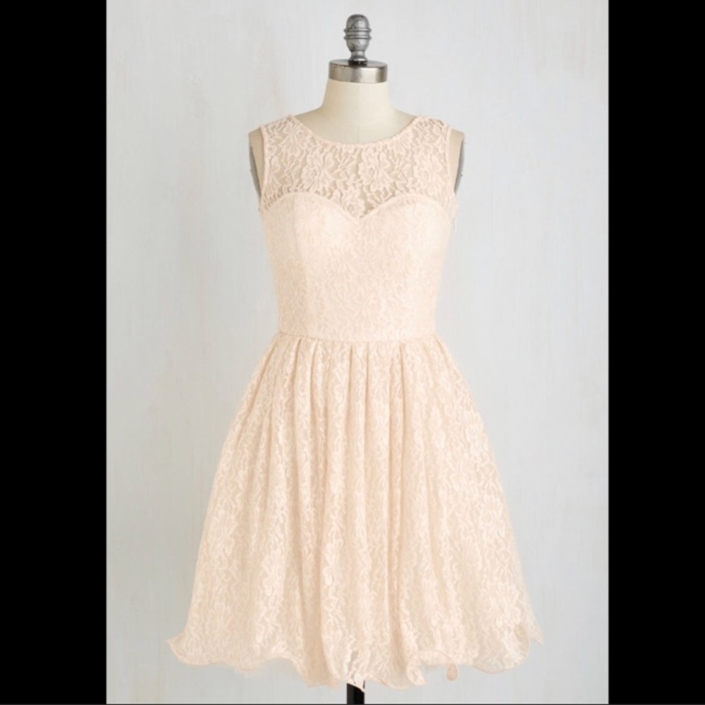 ModCloth- Chi Chi London Cream Lace Backless Dress